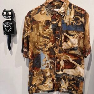 Urban Outfitters - mens  short sleeve button down shirt- "art motif"